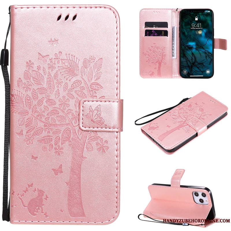 iPhone 12 Pro Max Étui En Cuir Protection Peinture Rose Coque De Téléphone Incassable Dessin Animé