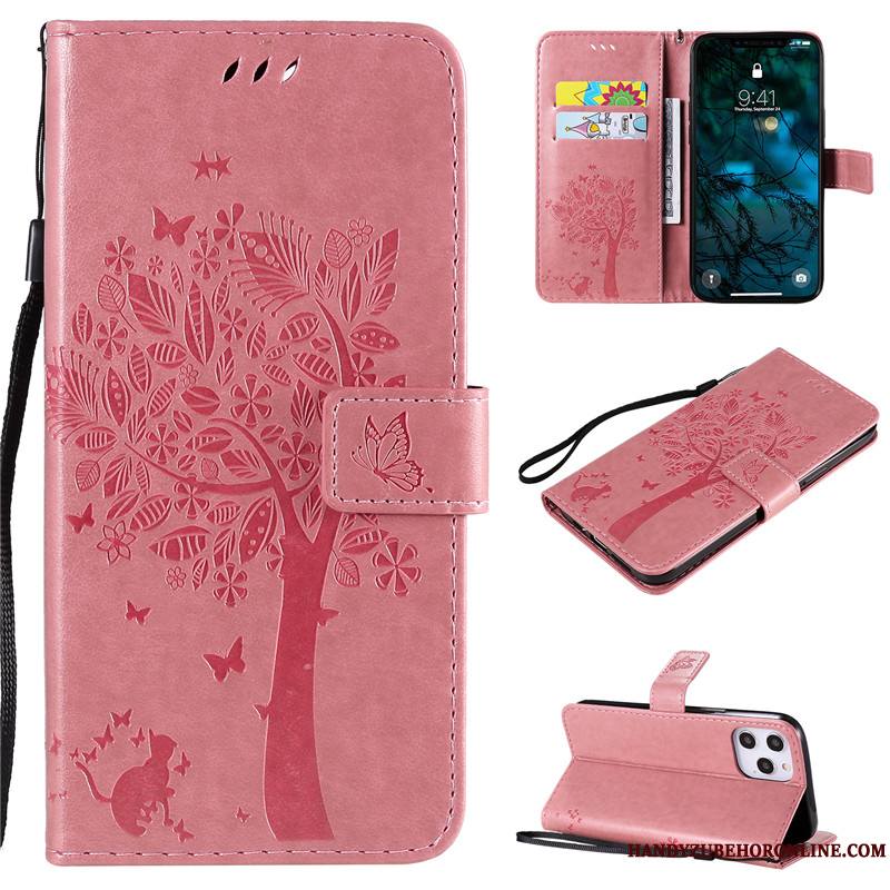 iPhone 12 Pro Max Étui En Cuir Protection Peinture Rose Coque De Téléphone Incassable Dessin Animé