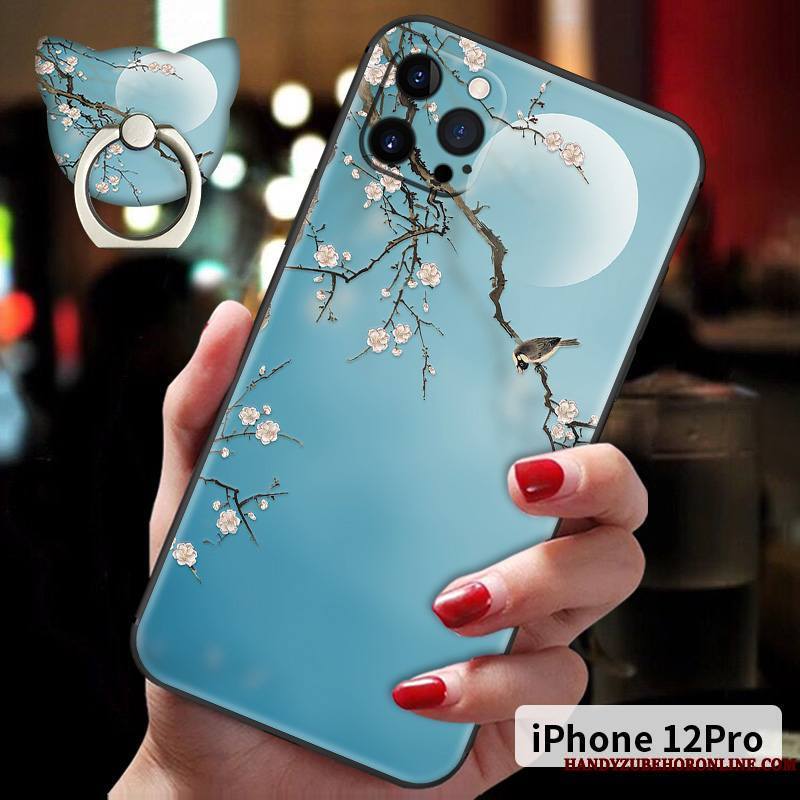 iPhone 12 Pro Style Chinois Coque De Téléphone Ornements Suspendus Incassable Nouveau Délavé En Daim Fluide Doux