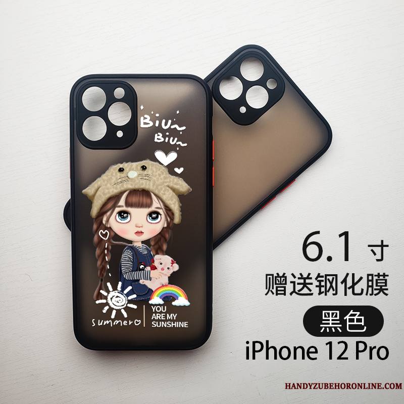 iPhone 12 Pro Tout Compris Vert Dessin Animé Incassable Coque De Téléphone Délavé En Daim Marque De Tendance