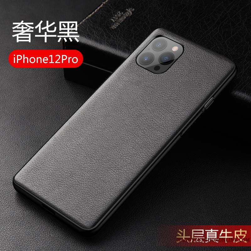 iPhone 12 Pro Très Mince Coque Cuir Haut Cuir Véritable Incassable Protection Nouveau