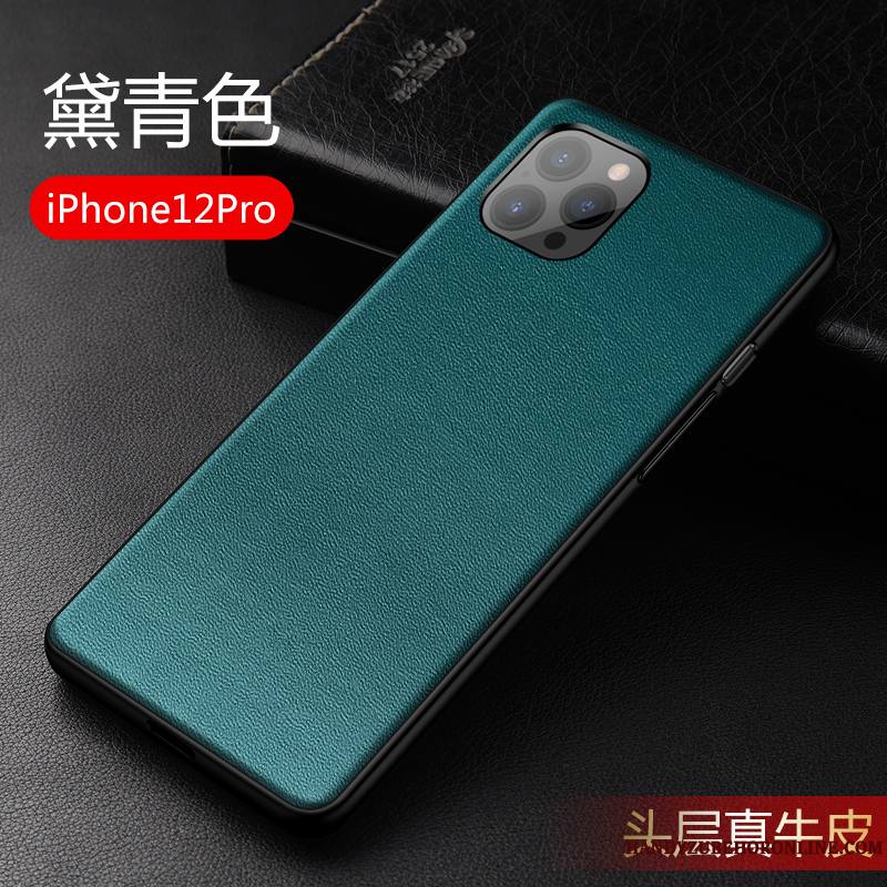 iPhone 12 Pro Très Mince Coque Cuir Haut Cuir Véritable Incassable Protection Nouveau