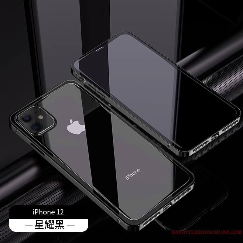 iPhone 12 Verre Bleu Luxe Magnétisme Nouveau Coque De Téléphone Transparent