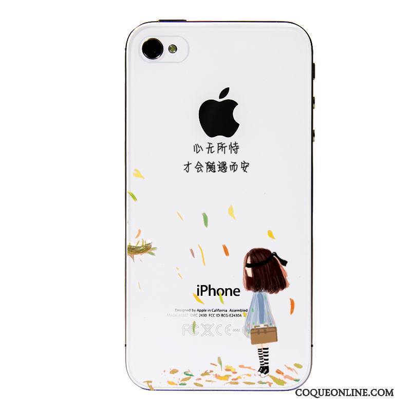 iPhone 4/4s Coque Fluide Doux Vert Étui Tout Compris Dessin Animé Transparent