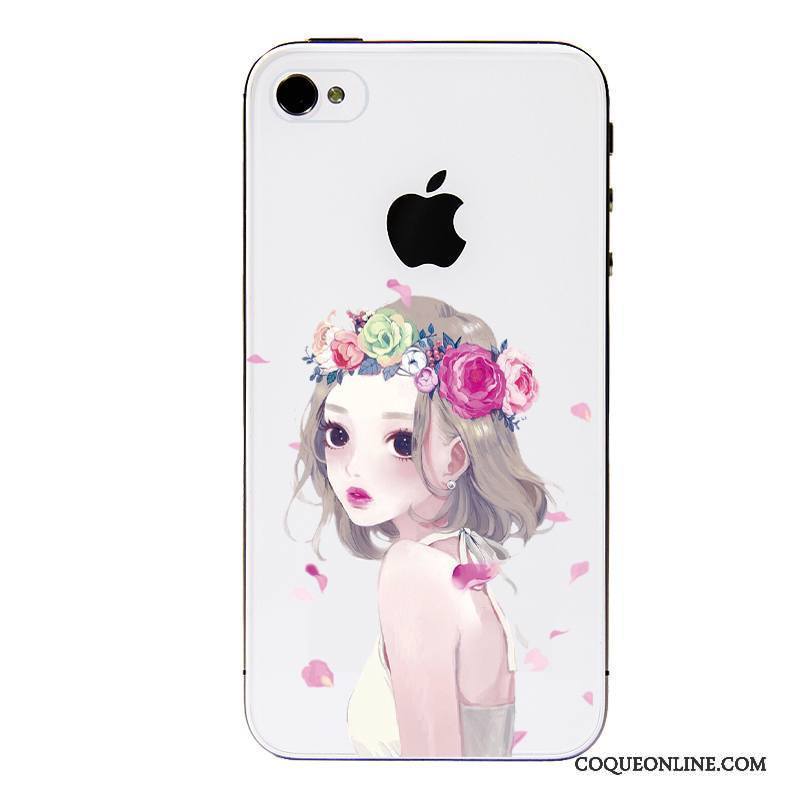 iPhone 4/4s Coque Fluide Doux Vert Étui Tout Compris Dessin Animé Transparent