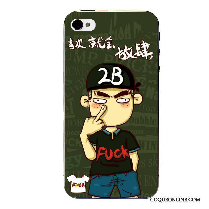 iPhone 4/4s Coque Fluide Doux Vert Étui Tout Compris Dessin Animé Transparent