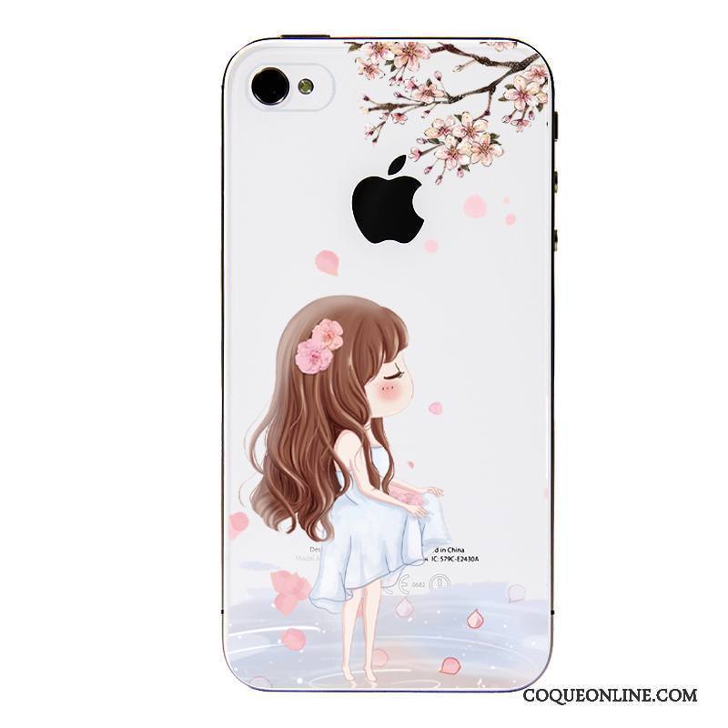 iPhone 4/4s Coque Fluide Doux Vert Étui Tout Compris Dessin Animé Transparent