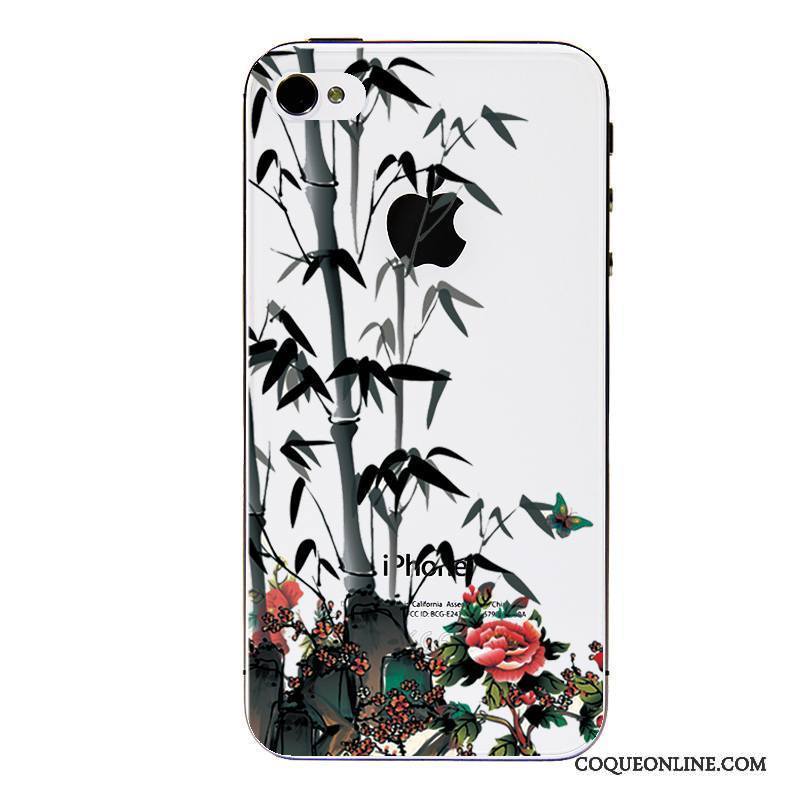 iPhone 4/4s Coque Fluide Doux Vert Étui Tout Compris Dessin Animé Transparent