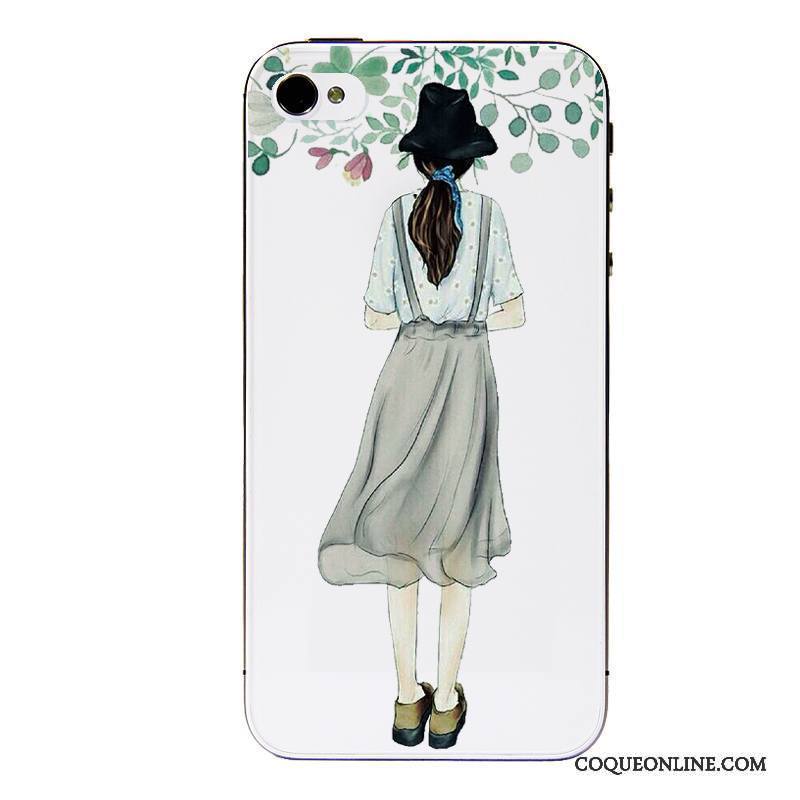 iPhone 4/4s Coque Fluide Doux Vert Étui Tout Compris Dessin Animé Transparent