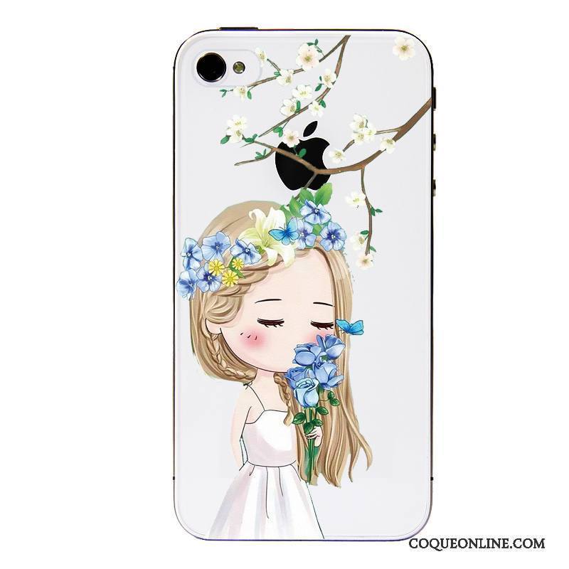 iPhone 4/4s Coque Fluide Doux Vert Étui Tout Compris Dessin Animé Transparent