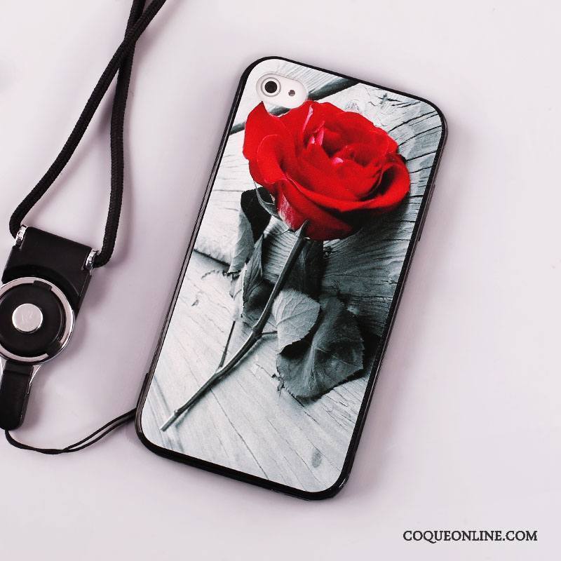 iPhone 4/4s Coque Incassable Tout Compris Noir Ornements Suspendus Silicone Protection Peinture