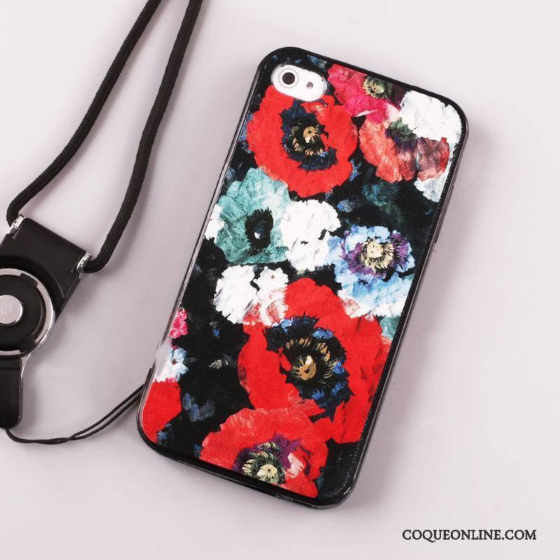 iPhone 4/4s Coque Incassable Tout Compris Noir Ornements Suspendus Silicone Protection Peinture