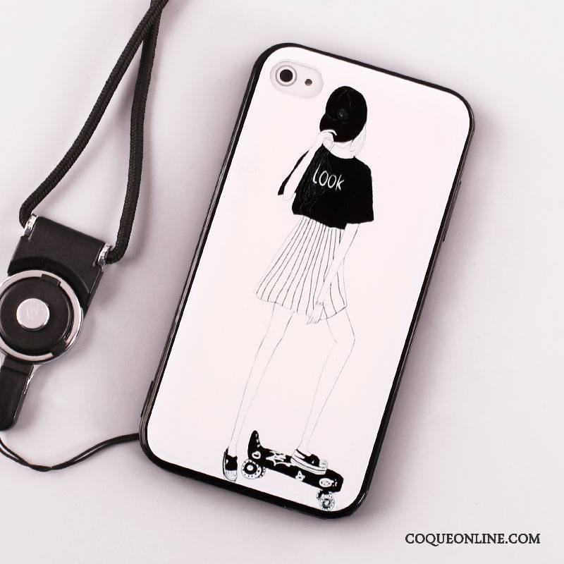 iPhone 4/4s Coque Incassable Tout Compris Noir Ornements Suspendus Silicone Protection Peinture