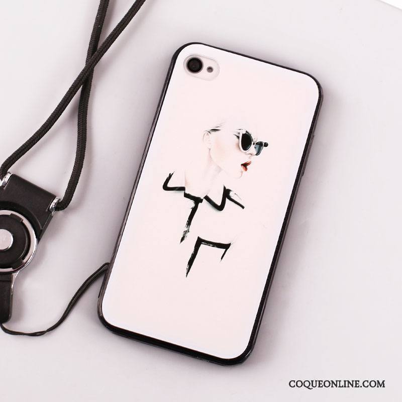 iPhone 4/4s Coque Incassable Tout Compris Noir Ornements Suspendus Silicone Protection Peinture