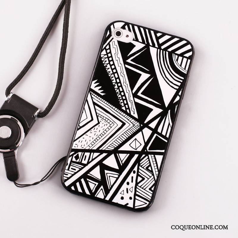 iPhone 4/4s Coque Incassable Tout Compris Noir Ornements Suspendus Silicone Protection Peinture