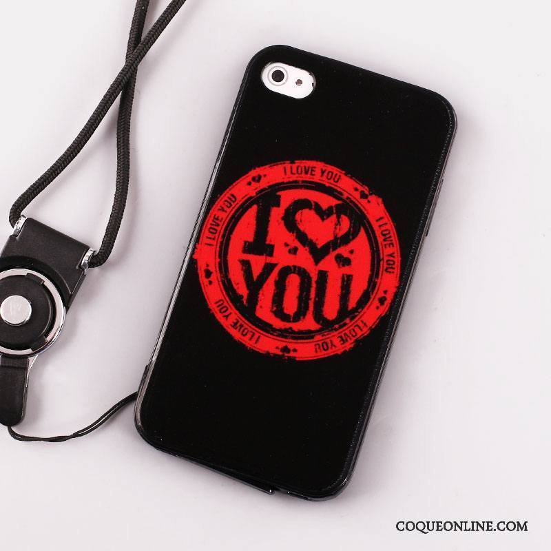 iPhone 4/4s Coque Incassable Tout Compris Noir Ornements Suspendus Silicone Protection Peinture