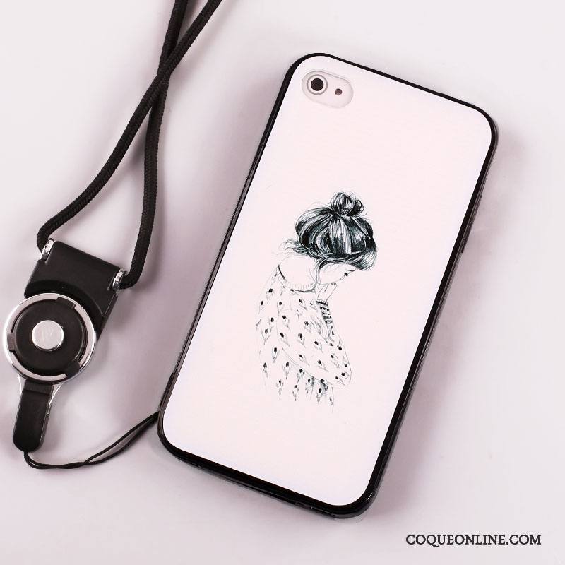 iPhone 4/4s Coque Incassable Tout Compris Noir Ornements Suspendus Silicone Protection Peinture