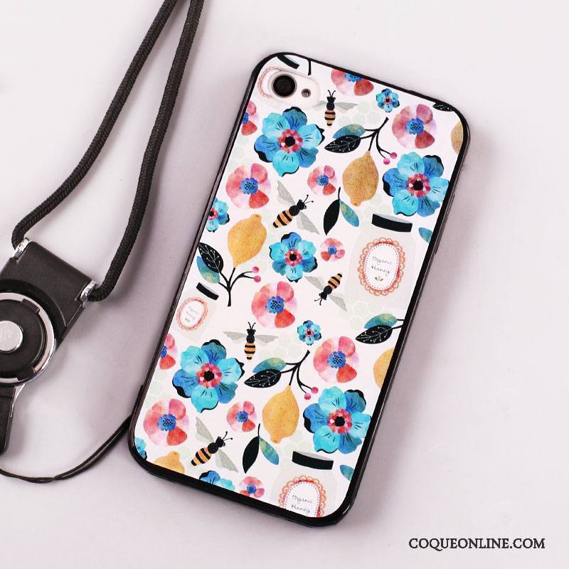 iPhone 4/4s Coque Incassable Tout Compris Noir Ornements Suspendus Silicone Protection Peinture