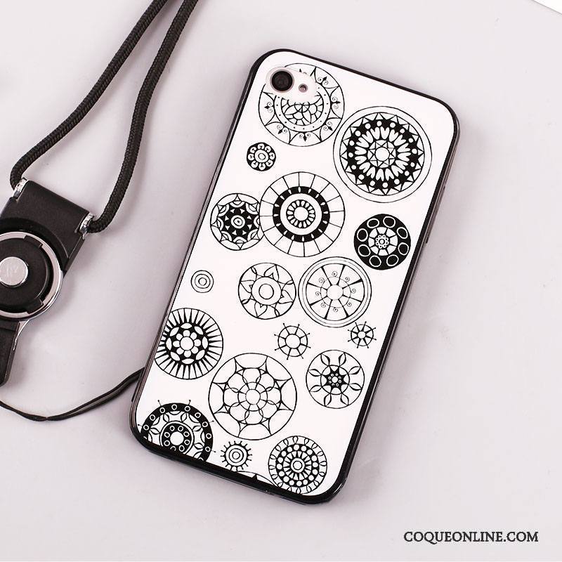 iPhone 4/4s Coque Incassable Tout Compris Noir Ornements Suspendus Silicone Protection Peinture