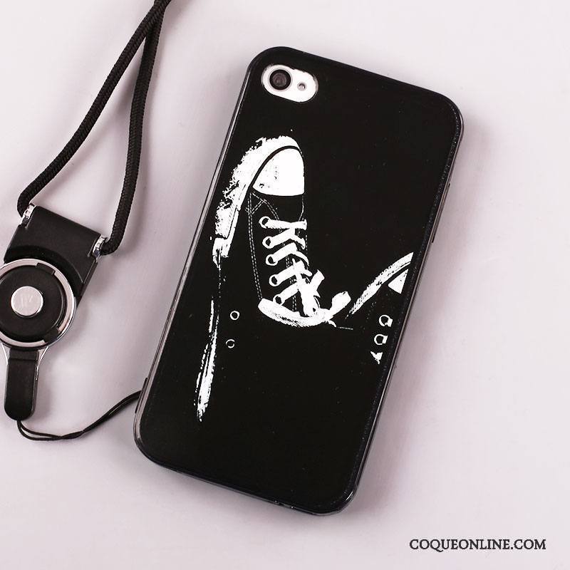 iPhone 4/4s Coque Incassable Tout Compris Noir Ornements Suspendus Silicone Protection Peinture