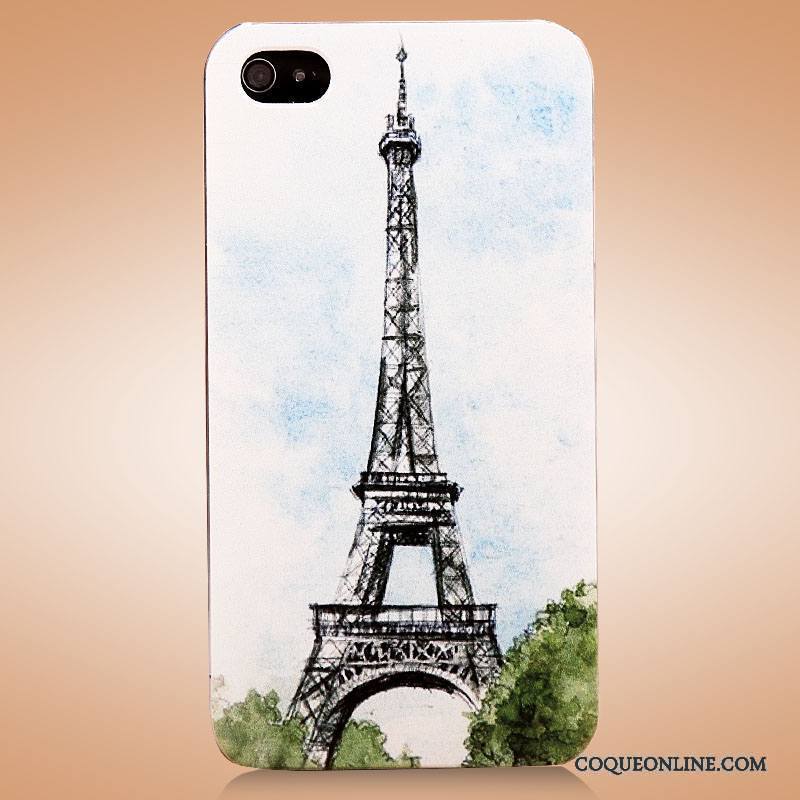 iPhone 4/4s Coque Étui Couvercle Arrière Légère Strass Peinture Bleu Tendance