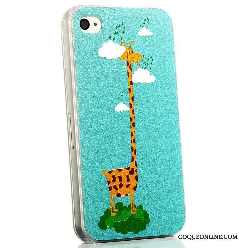 iPhone 4/4s Gaufrage Tendance Délavé En Daim Bleu Coque Très Mince Dessin Animé