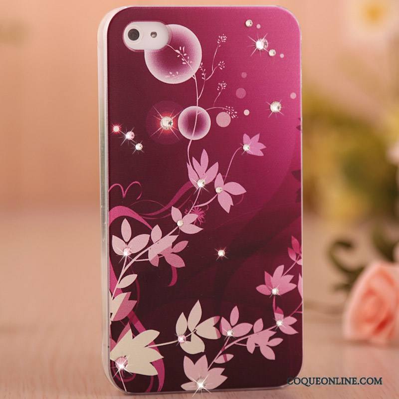 iPhone 4/4s Légère Peinture Étui Coque Rose De Téléphone Strass