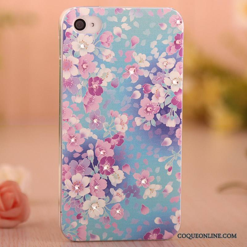 iPhone 4/4s Légère Peinture Étui Coque Rose De Téléphone Strass