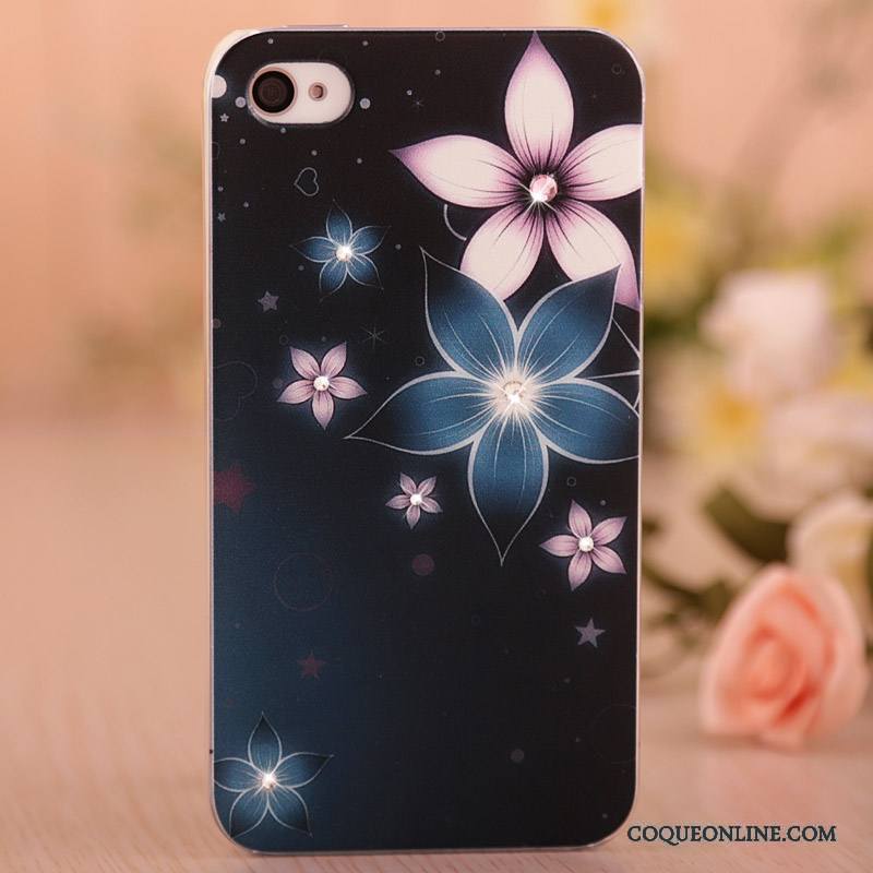 iPhone 4/4s Légère Peinture Étui Coque Rose De Téléphone Strass