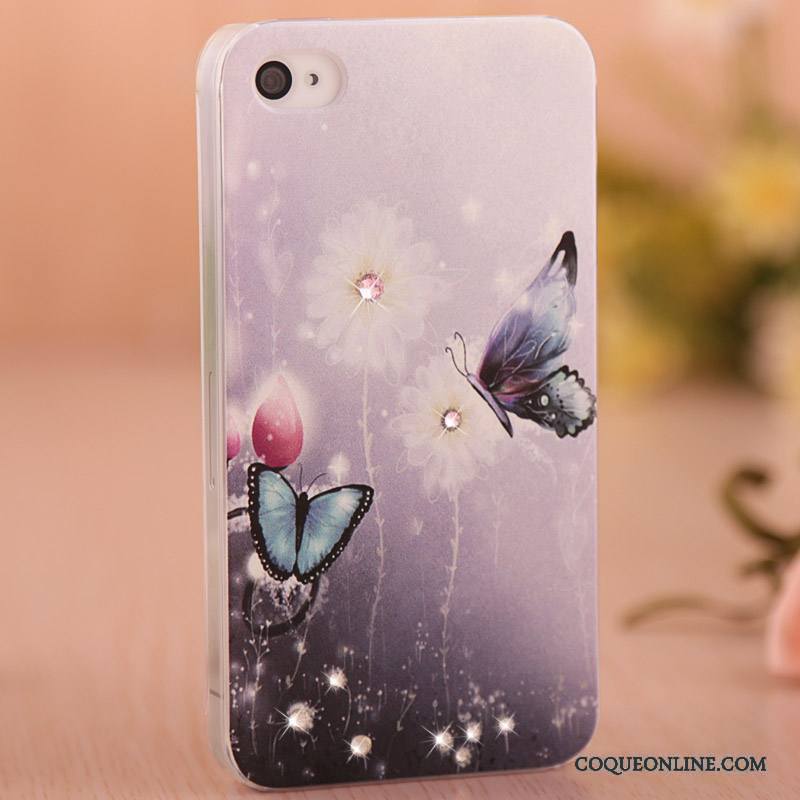 iPhone 4/4s Légère Peinture Étui Coque Rose De Téléphone Strass