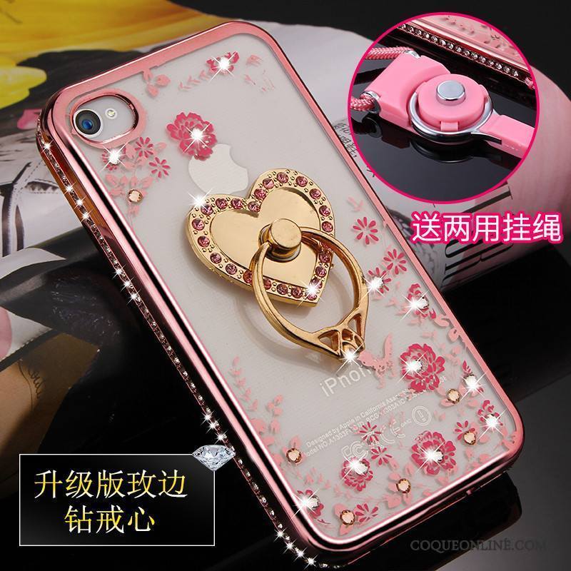 iPhone 4/4s Or Rose Coque De Téléphone Protection Fluide Doux Ornements Suspendus Étui Tout Compris