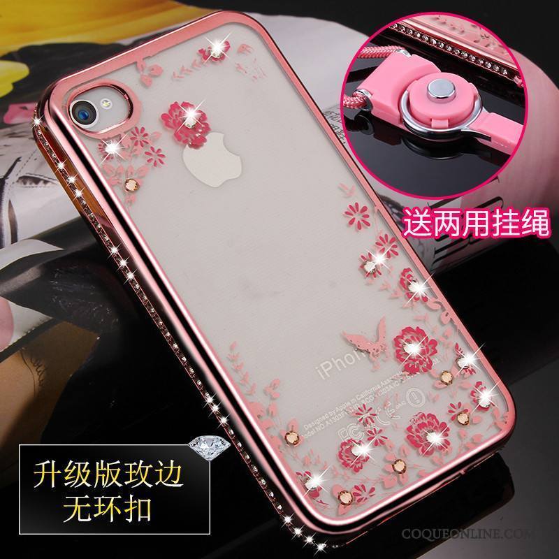 iPhone 4/4s Or Rose Coque De Téléphone Protection Fluide Doux Ornements Suspendus Étui Tout Compris