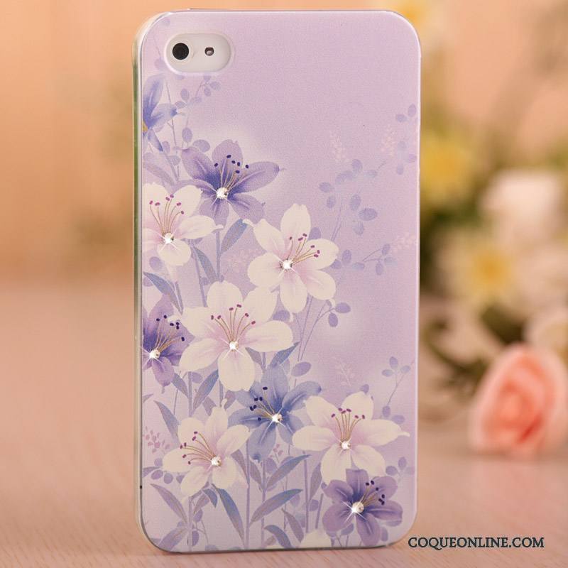 iPhone 4/4s Étui Strass Coque De Téléphone Rose Protection Peinture Difficile