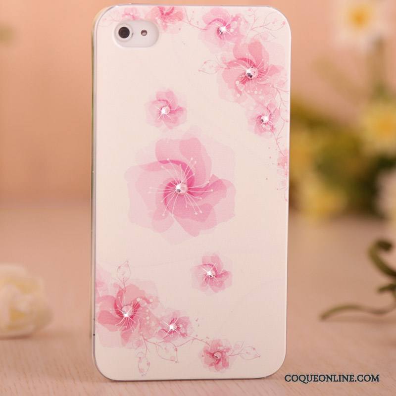 iPhone 4/4s Étui Strass Coque De Téléphone Rose Protection Peinture Difficile