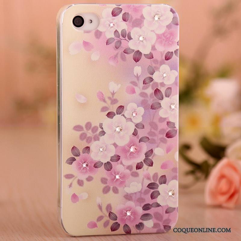 iPhone 4/4s Étui Strass Coque De Téléphone Rose Protection Peinture Difficile