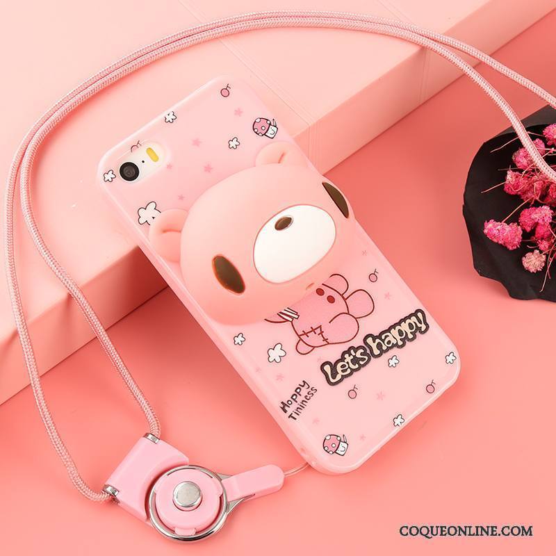 iPhone 5/5s Coque De Téléphone Incassable Silicone Ornements Suspendus Fluide Doux Dessin Animé Téléphone Portable