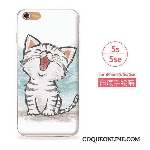 iPhone 5/5s Coque De Téléphone Téléphone Portable Art Bleu Étui Fluide Doux Chat