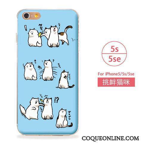 iPhone 5/5s Coque De Téléphone Téléphone Portable Art Bleu Étui Fluide Doux Chat