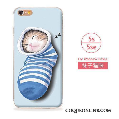 iPhone 5/5s Coque De Téléphone Téléphone Portable Art Bleu Étui Fluide Doux Chat