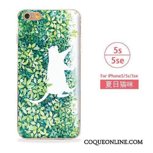 iPhone 5/5s Coque De Téléphone Téléphone Portable Art Bleu Étui Fluide Doux Chat