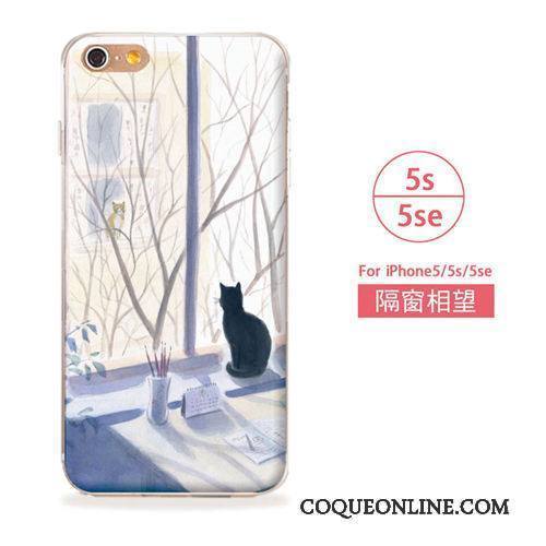 iPhone 5/5s Coque De Téléphone Téléphone Portable Art Bleu Étui Fluide Doux Chat