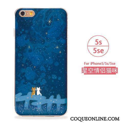 iPhone 5/5s Coque De Téléphone Téléphone Portable Art Bleu Étui Fluide Doux Chat