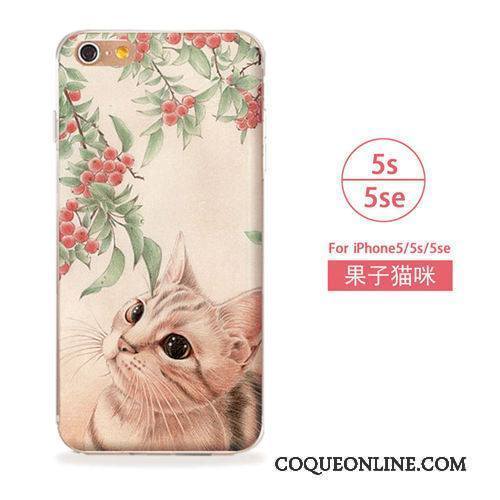 iPhone 5/5s Coque De Téléphone Téléphone Portable Art Bleu Étui Fluide Doux Chat