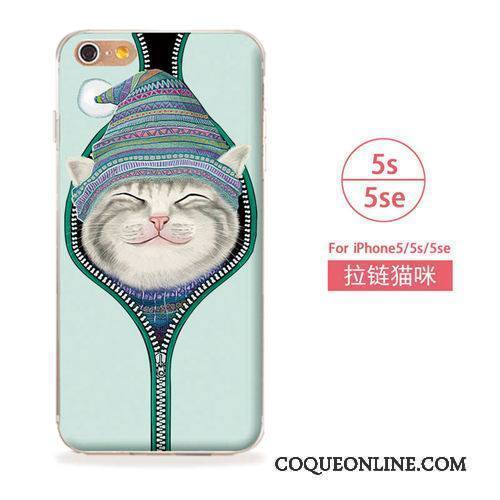 iPhone 5/5s Coque De Téléphone Téléphone Portable Art Bleu Étui Fluide Doux Chat