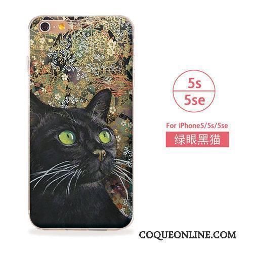 iPhone 5/5s Coque De Téléphone Téléphone Portable Art Bleu Étui Fluide Doux Chat