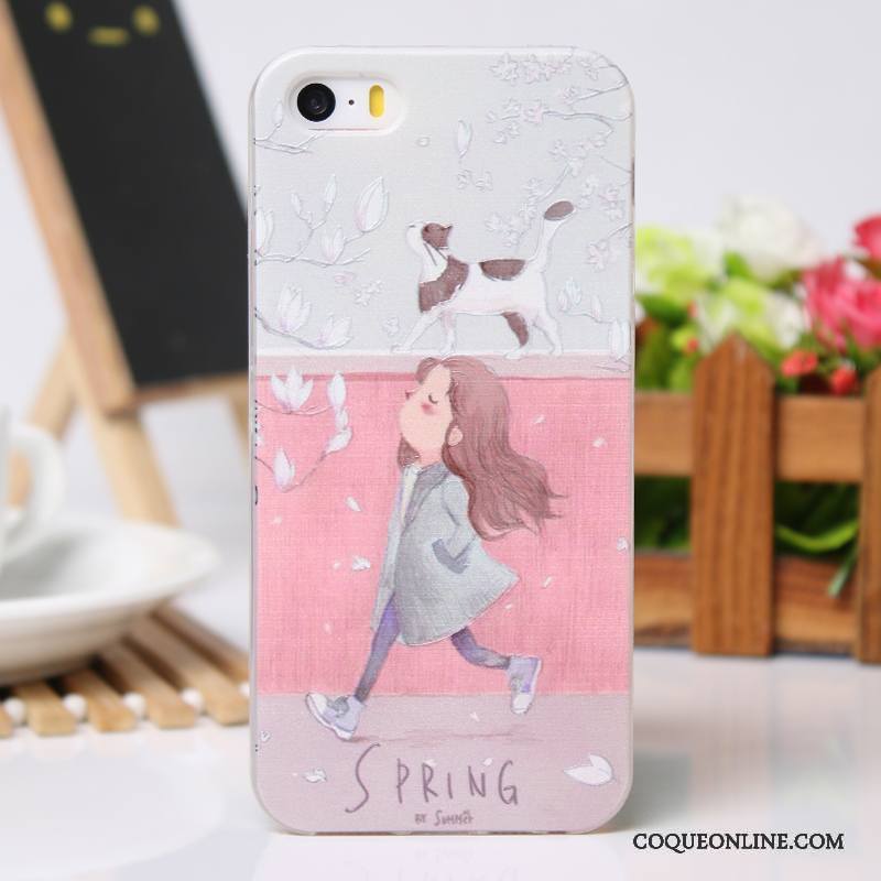 iPhone 5/5s Coque De Téléphone Étui Protection Rose Gaufrage Fluide Doux Légères