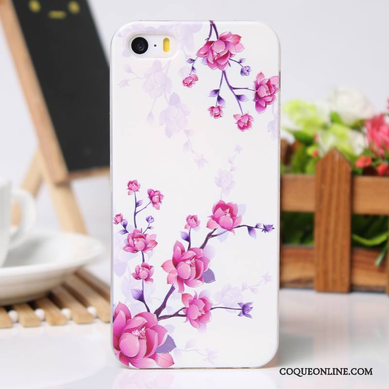 iPhone 5/5s Coque De Téléphone Étui Protection Rose Gaufrage Fluide Doux Légères