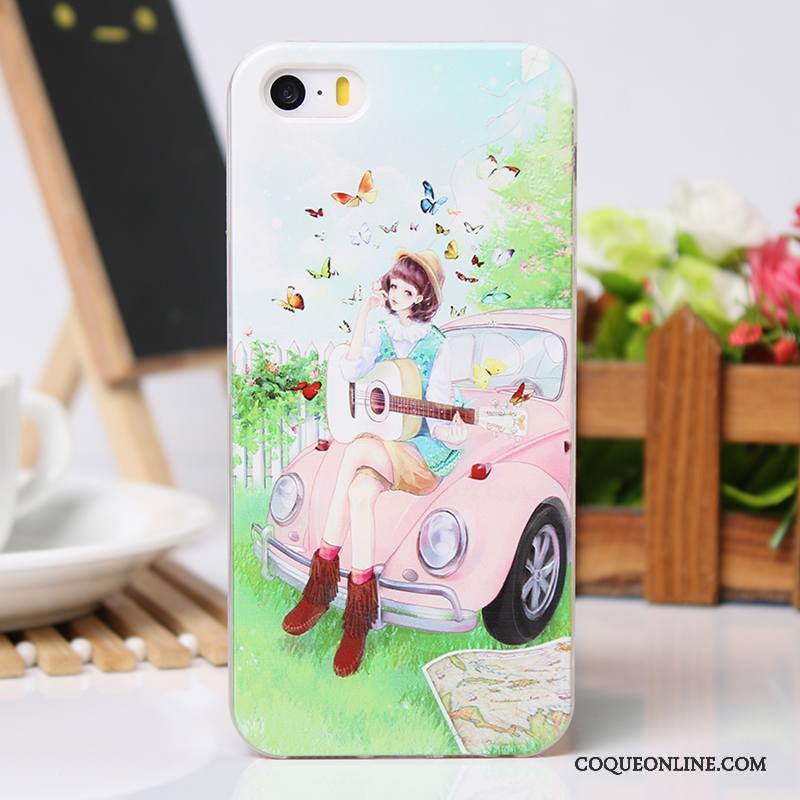 iPhone 5/5s Coque De Téléphone Étui Protection Rose Gaufrage Fluide Doux Légères