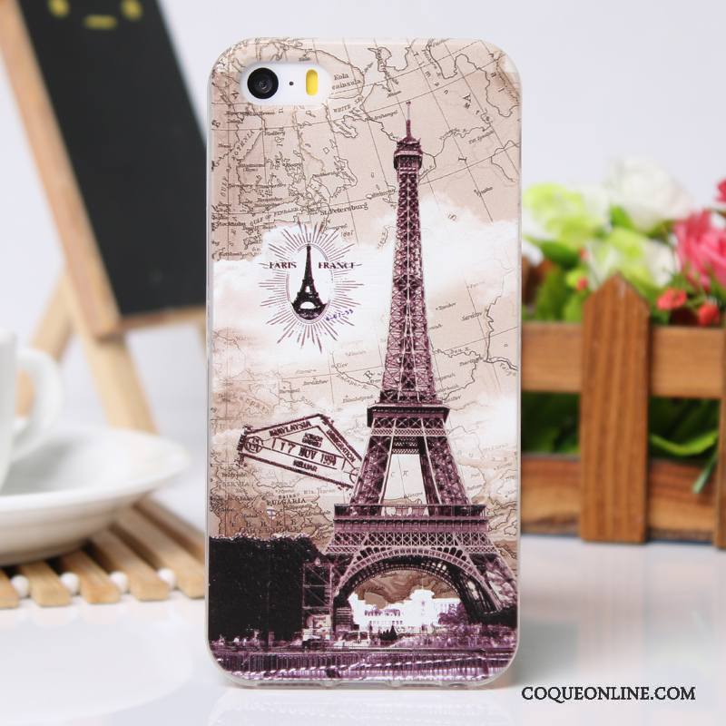 iPhone 5/5s Coque De Téléphone Étui Protection Rose Gaufrage Fluide Doux Légères