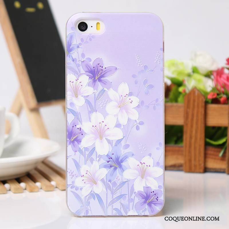 iPhone 5/5s Coque De Téléphone Étui Protection Rose Gaufrage Fluide Doux Légères